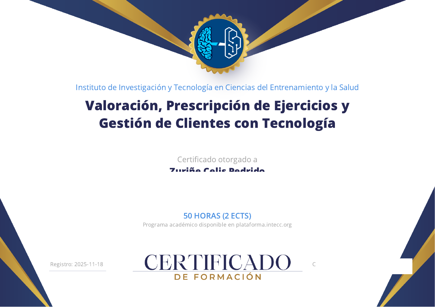 Diploma · Valoración, Prescripción de Ejercicios y Gestión de Clientes con Tecnología