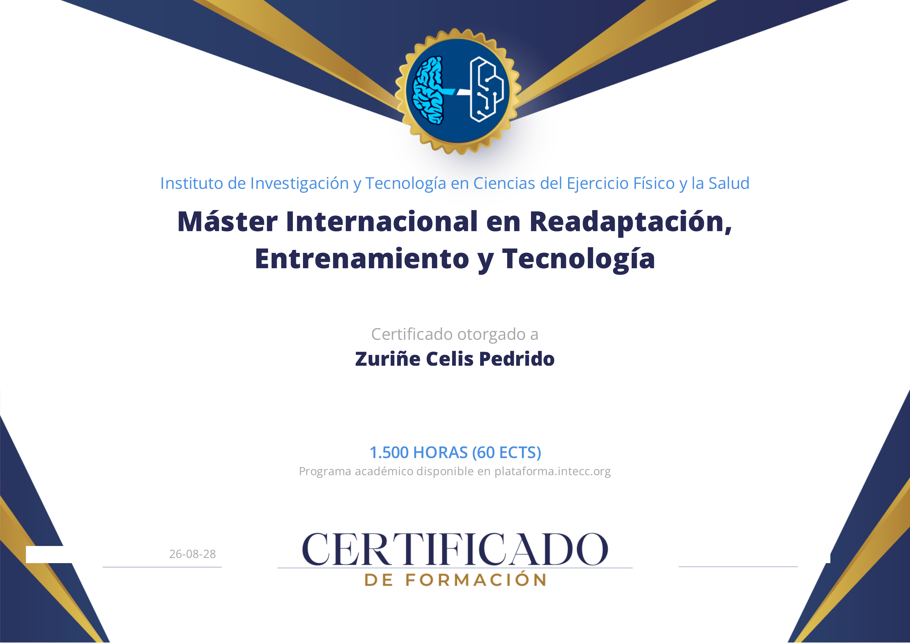 Diploma · Máster Internacional en Readaptación, Entrenamiento y Tecnología